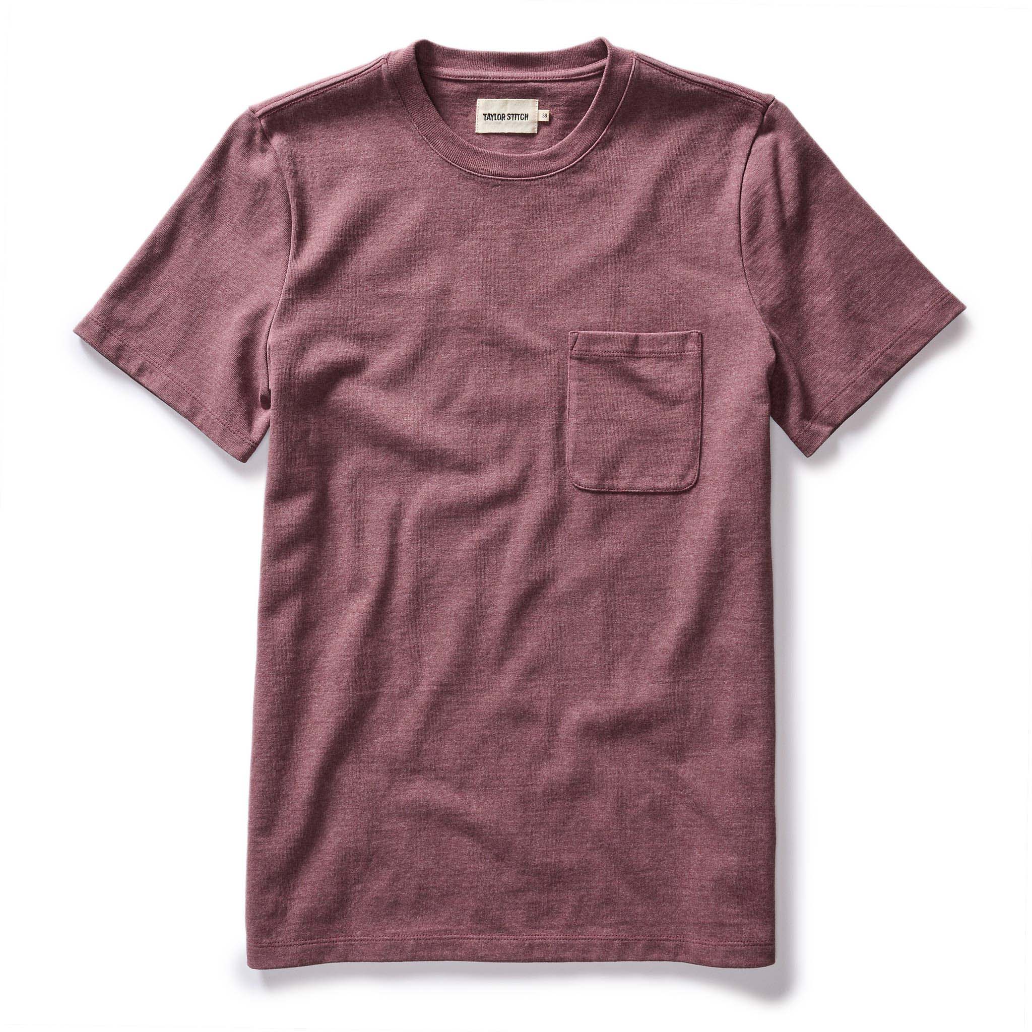 flatlay of The Heavy Bag Tee in Dried Cherry, Knits by Taylor Stitch