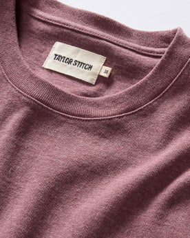material shot of the collar on The Heavy Bag Tee in Dried Cherry, Knits by Taylor Stitch