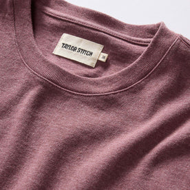 material shot of the collar on The Heavy Bag Tee in Dried Cherry