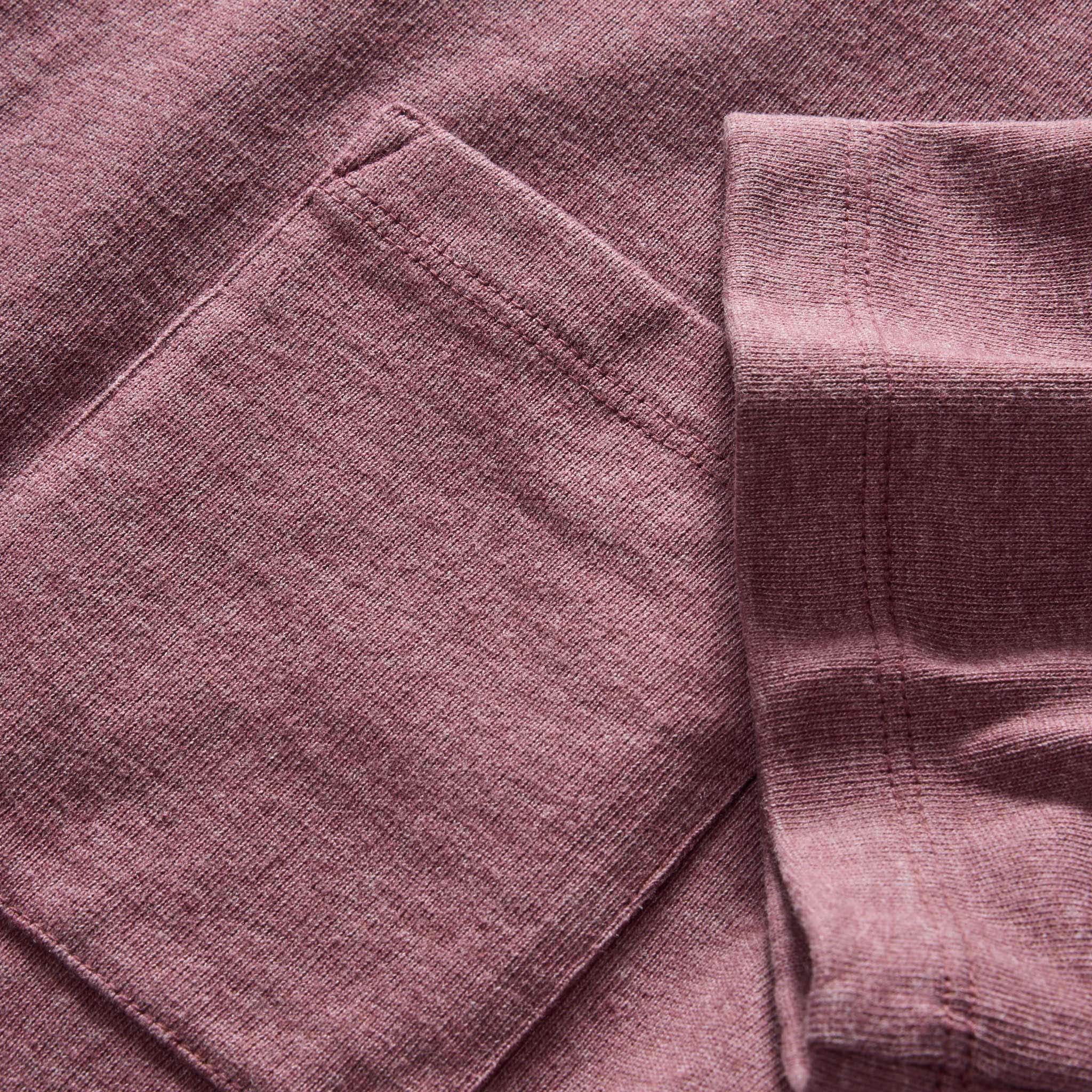 material shot of the pocket on The Heavy Bag Tee in Dried Cherry, Knits by Taylor Stitch