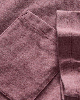 material shot of the pocket on The Heavy Bag Tee in Dried Cherry, Knits by Taylor Stitch