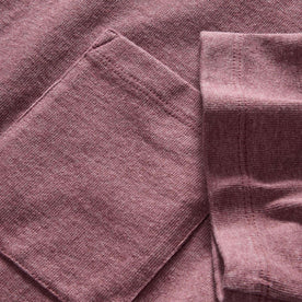 material shot of the pocket on The Heavy Bag Tee in Dried Cherry