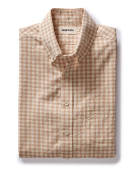 folded flatlay of The Jack in Baked Clay Check, Wovens by Taylor Stitch