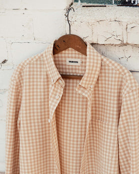 editorial image of The Jack in Baked Clay Check on a hanger, Wovens by Taylor Stitch