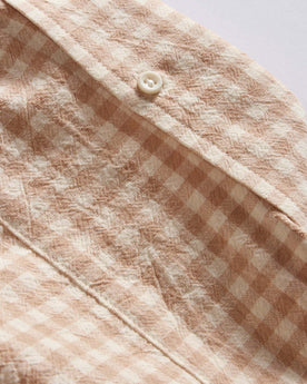 material shot of the back collar on The Jack in Baked Clay Check, Wovens by Taylor Stitch
