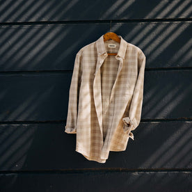 editorial image of The Jack in Heather Flax Plaid on a hanger