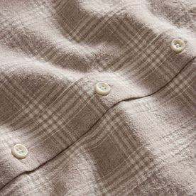 material shot of the buttons on The Jack in Heather Flax Plaid
