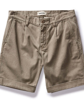 flatlay of The Matlow Short in Baked Soil Herringbone, Bottoms by Taylor Stitch