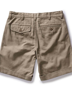 flatlay of the back of The Matlow Short in Baked Soil Herringbone, Bottoms by Taylor Stitch