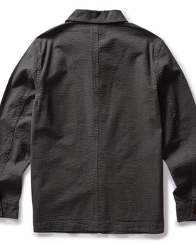 flatlay of the back of The Ojai Jacket in Faded Black Seersucker, Outerwear by Taylor Stitch
