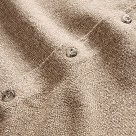 material shot of the buttons on The Point Shirt in Heather Oat Linen Tweed