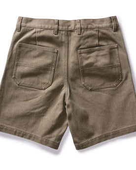 flatlay of the back of The Camp Short in Stone Chipped Canvas, Bottoms by Taylor Stitch