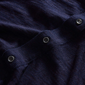 material shot of the buttons on The Short Sleeve California in Rinsed Indigo Slub