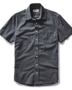 flatlay of The Short Sleeve California in Heather Slate Cord, Wovens by Taylor Stitch