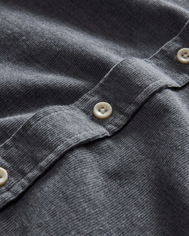 material shot of the buttons on The Short Sleeve California in Heather Slate Cord, Wovens by Taylor Stitch