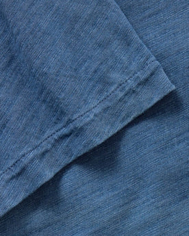 material shot of the collar on The Short Sleeve California in Washed Indigo Slub, Wovens by Taylor Stitch