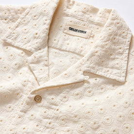 material shot of the collar on The Short Sleeve Hawthorne in Vintage White Embroidered Eyelet