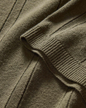 material shot of the sleeve on The Valencia Sweater Polo in Cilantro Rib, Knits by Taylor Stitch