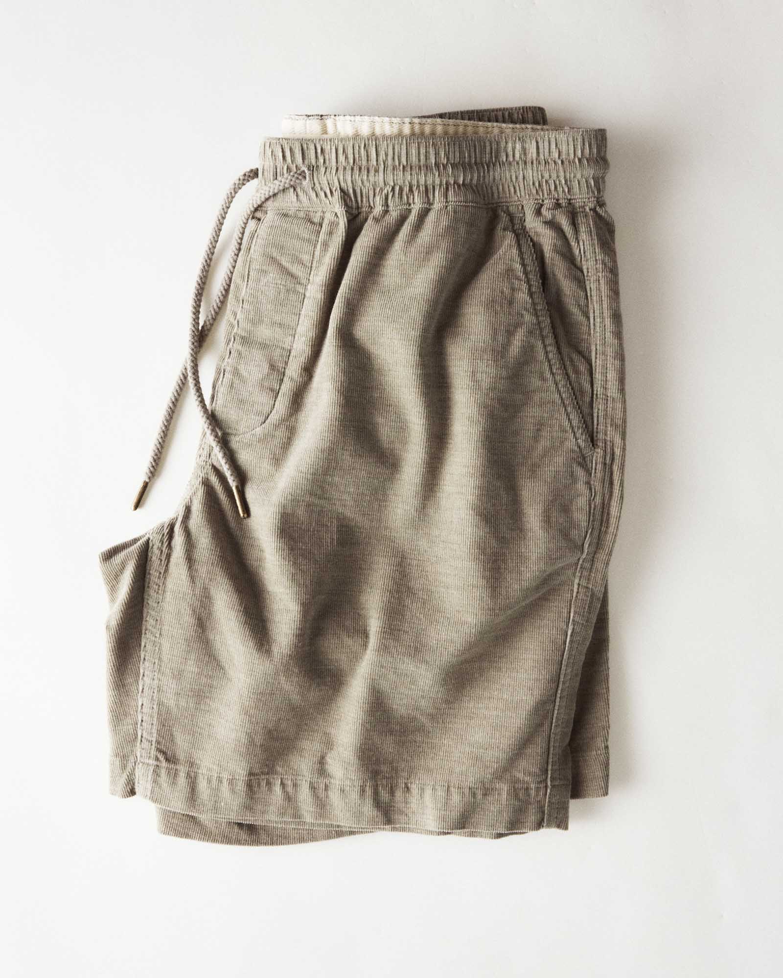 folded flatlay of The Apres Short in Heather Moss Pincord, Bottoms by Taylor Stitch