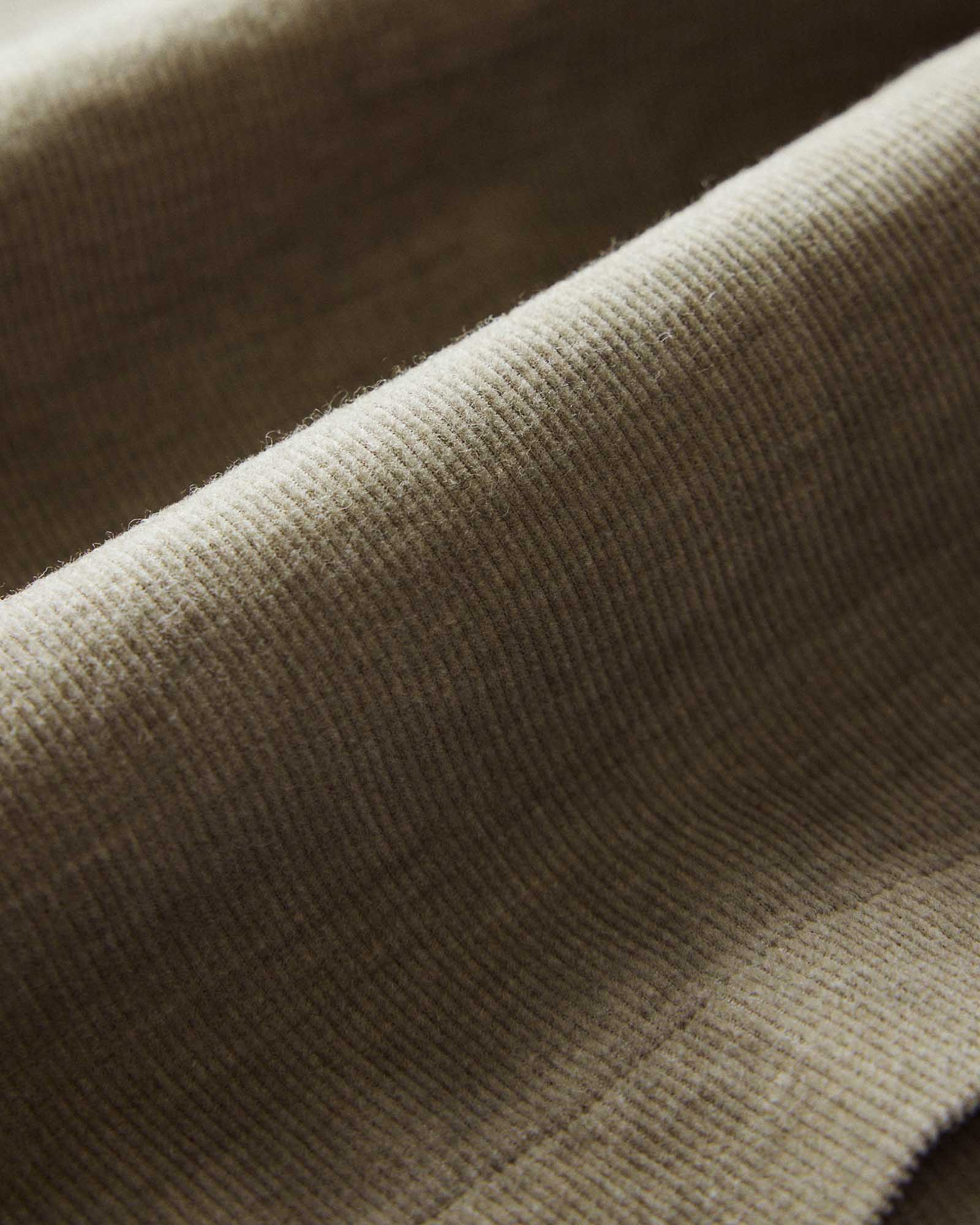 material shot of the wale on The Apres Short in Heather Moss Pincord, Bottoms by Taylor Stitch