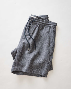 flatlay of The Apres Short in Navy Linen Tweed folded, Bottoms by Taylor Stitch