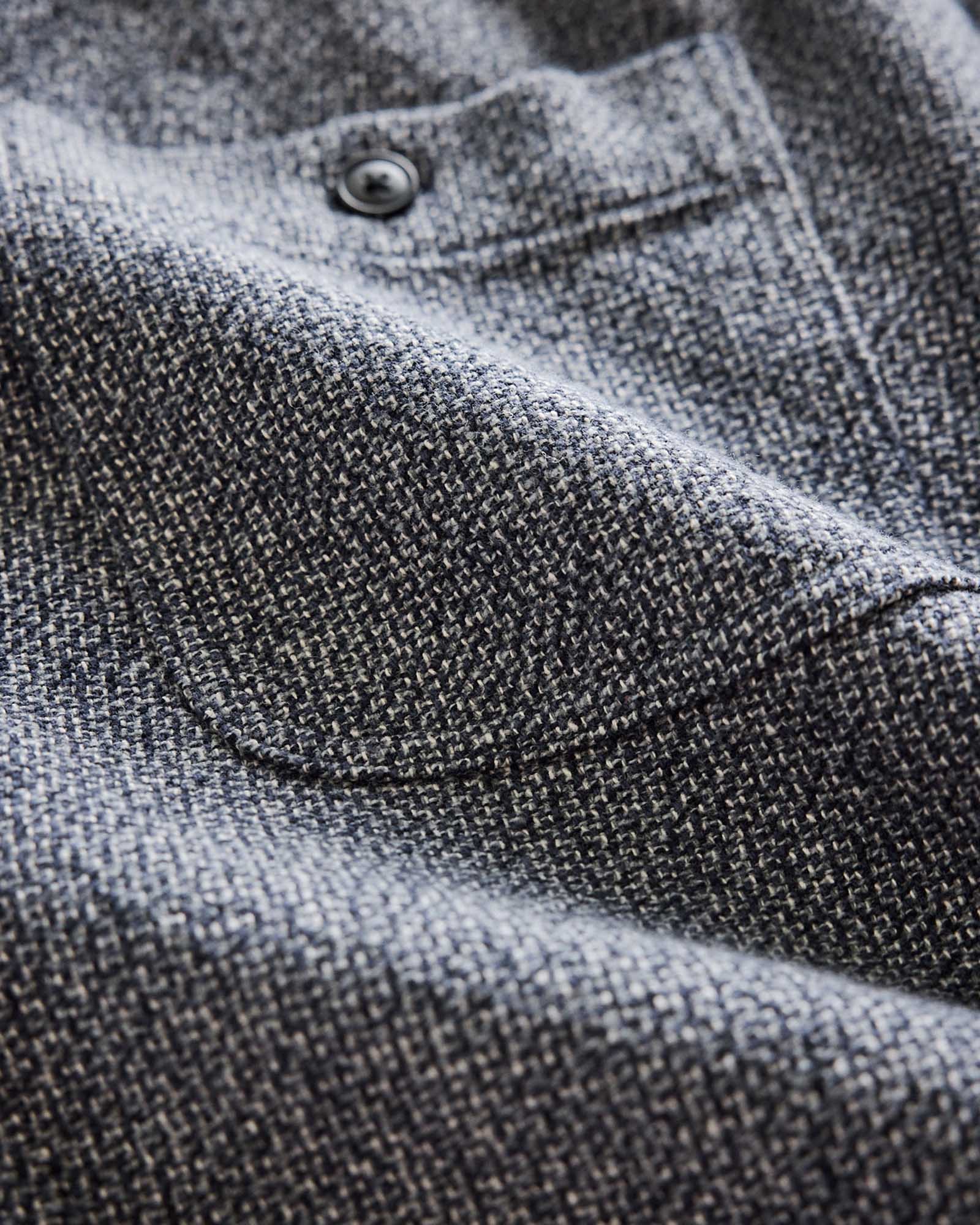 material shot of the back pocket on The Apres Short in Navy Linen Tweed, Bottoms by Taylor Stitch