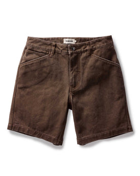 flatlay of The Camp Short in Aged Penny Chipped Canvas, Bottoms by Taylor Stitch