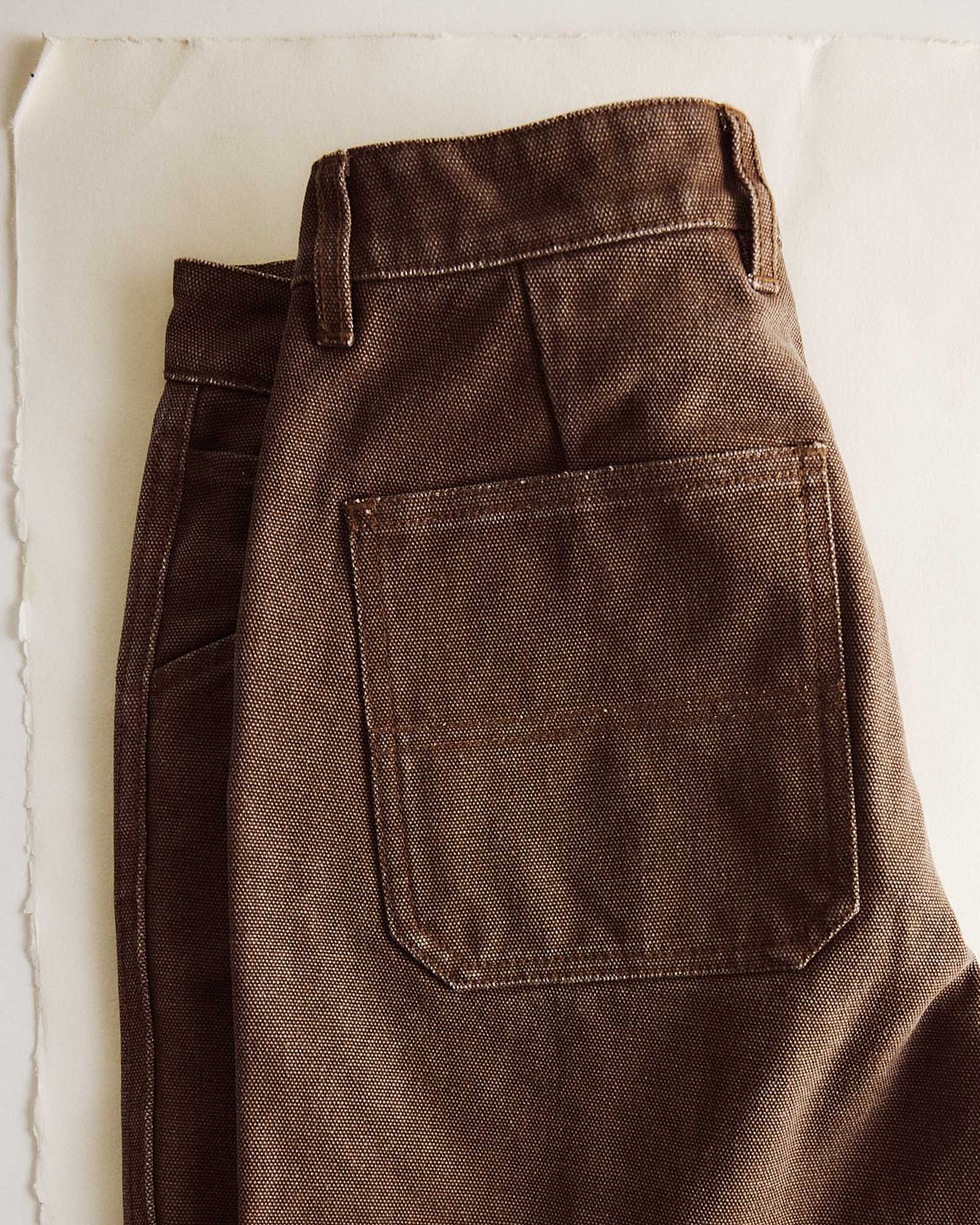 material shot of the pockets on The Camp Short in Aged Penny Chipped Canvas, Bottoms by Taylor Stitch