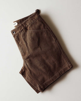 folded flatlay of The Camp Short in Aged Penny Chipped Canvas, Bottoms by Taylor Stitch