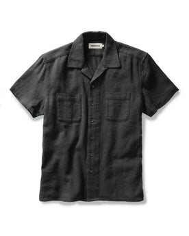 flatlay of The Conrad Shirt in Faded Black Linen, Wovens by Taylor Stitch
