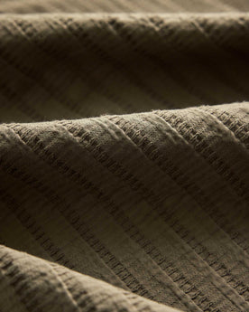 material shot of the fabric on The Conrad Shirt in Fatigue Olive Dobby Stripe, Wovens by Taylor Stitch