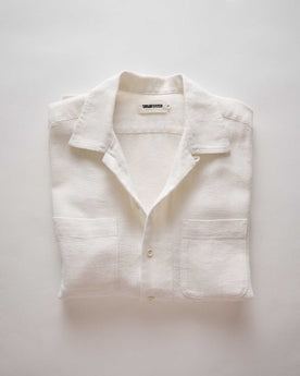 folded flatlay of The Conrad Shirt in Vintage White Linen, Wovens by Taylor Stitch
