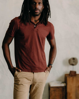 The Cotton Hemp Polo in Black Cherry