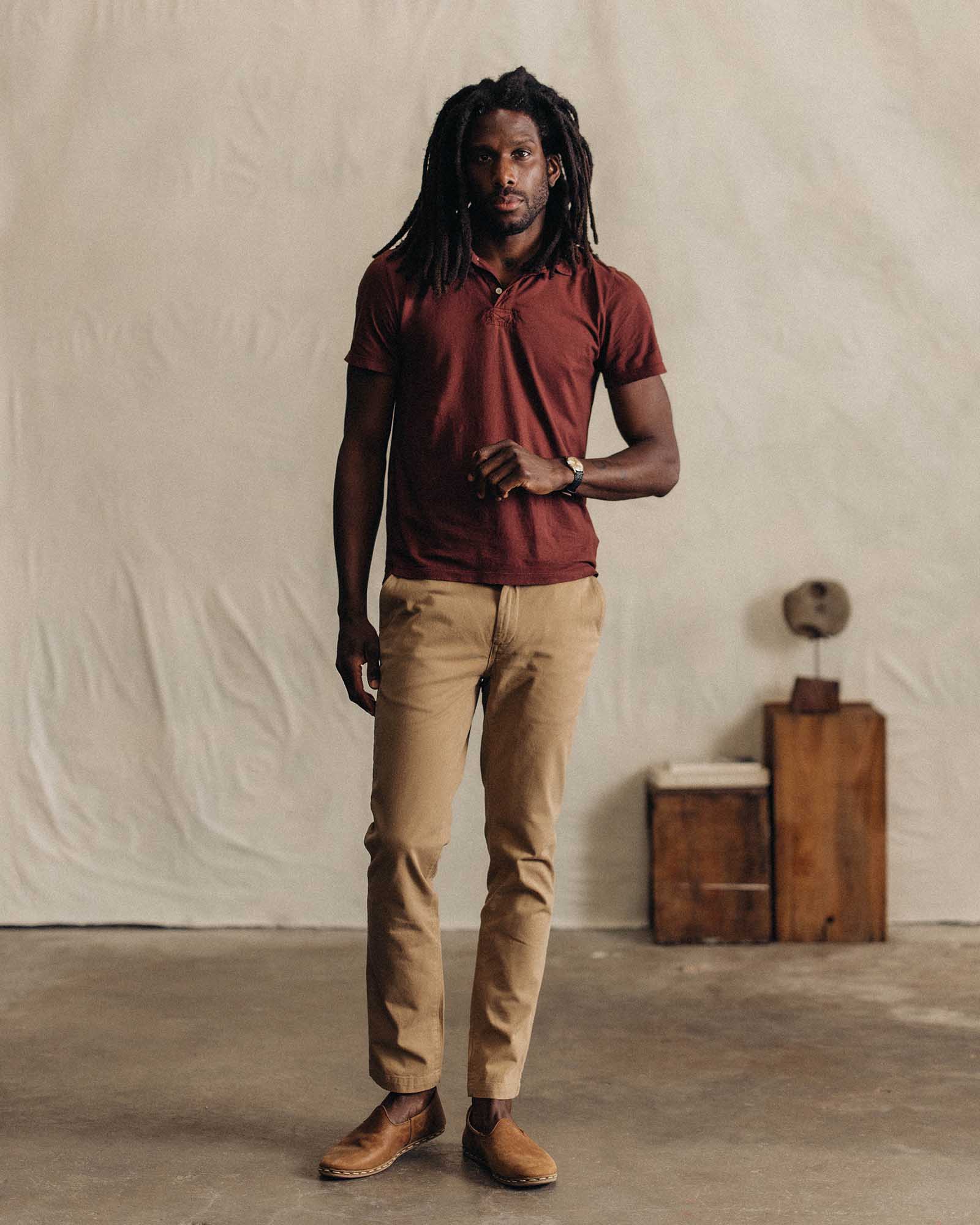 The Cotton Hemp Polo in Black Cherry