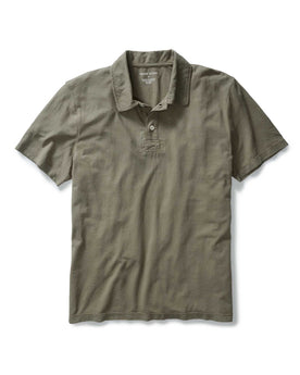 flatlay of The Cotton Hemp Polo in Olive, Knits by Taylor Stitch