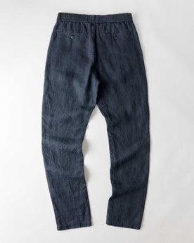 flatlay of the back of The Easy Pant in Navy Linen, Bottoms by Taylor Stitch