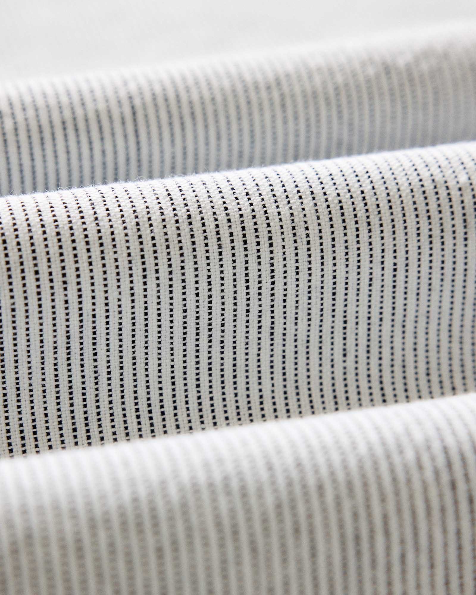 material shot of the fabric on The Exhaust Shirt in Natural Stripe, Wovens by Taylor Stitch