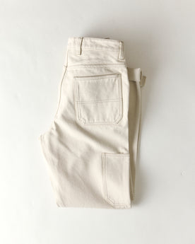 material shot of the back pocket on The Painter Pant in Seeded Natural Chipped Canvas, Bottoms by Taylor Stitch
