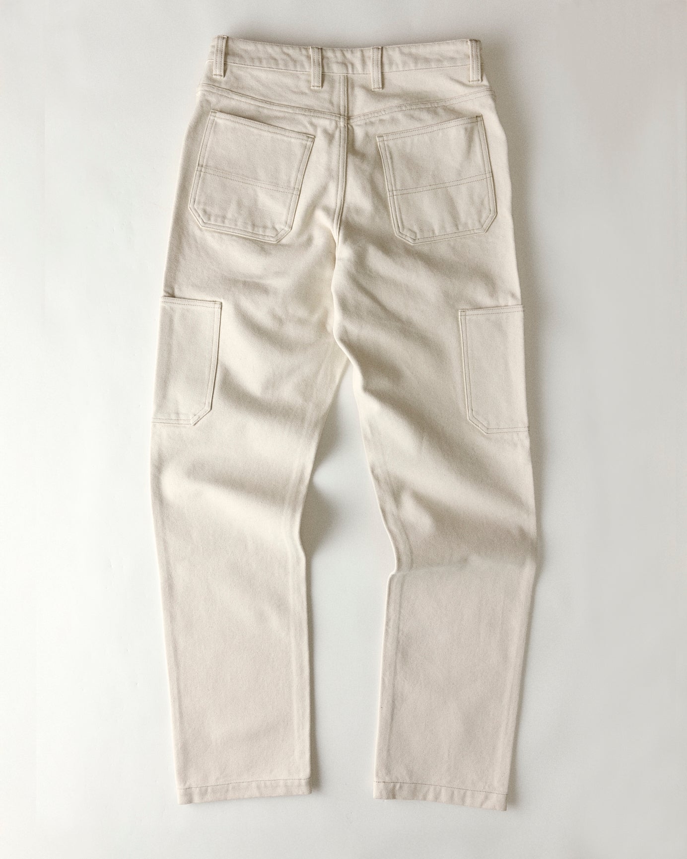 flatlay of the back of The Painter Pant in Seeded Natural Chipped Canvas, Bottoms by Taylor Stitch