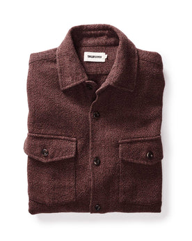 folded flatlay of The Point Shirt in Burgundy Linen Tweed, Wovens by Taylor Stitch