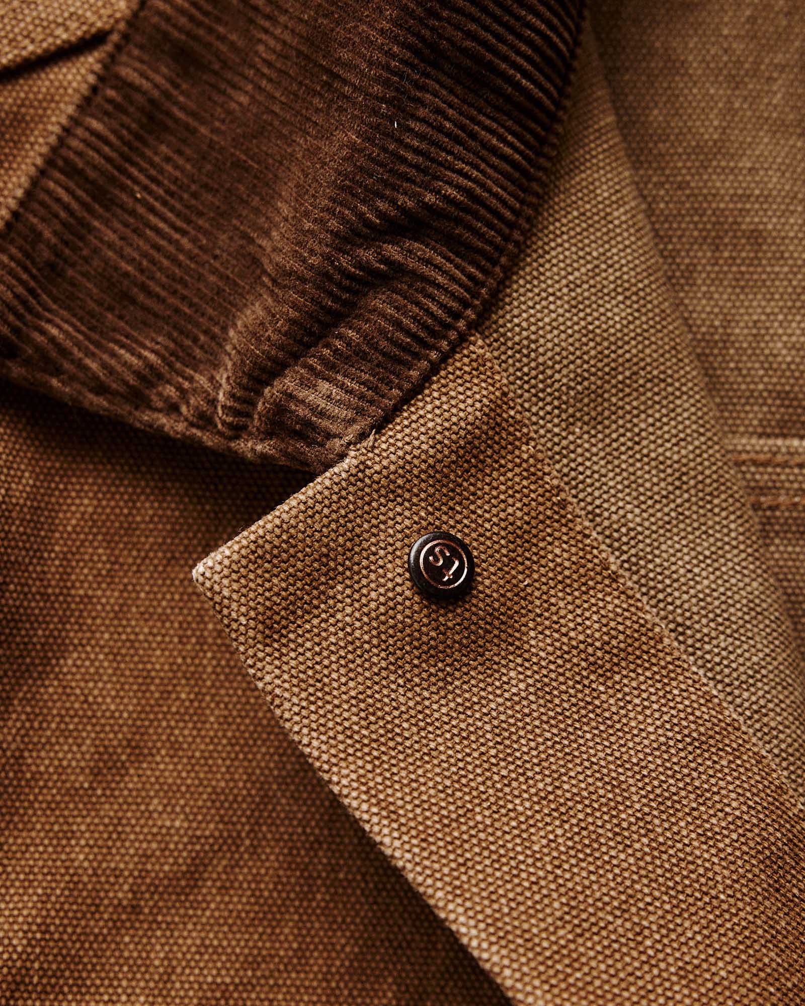 material shot of the corduroy on The Ryder Jacket in Tobacco Chipped Canvas, Outerwear by Taylor Stitch