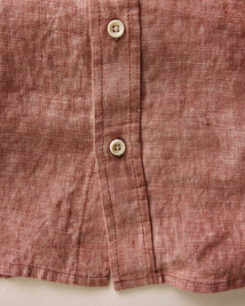 material shot of the buttons on The Short Sleeve California in Fired Clay Hemp, Wovens by Taylor Stitch