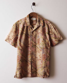 editorial image of The Hawthorne Shirt in Tea Desert Palm hanging, Wovens by Taylor Stitch