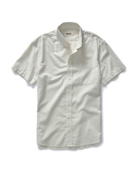 flatlay of The Short Sleeve Jack in Indigo Stripe, Wovens by Taylor Stitch
