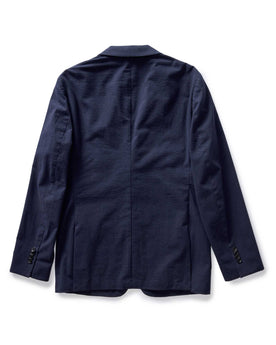 flatlay of the back of The Stevens Sportcoat in Navy Linen Seersucker, Outerwear by Taylor Stitch