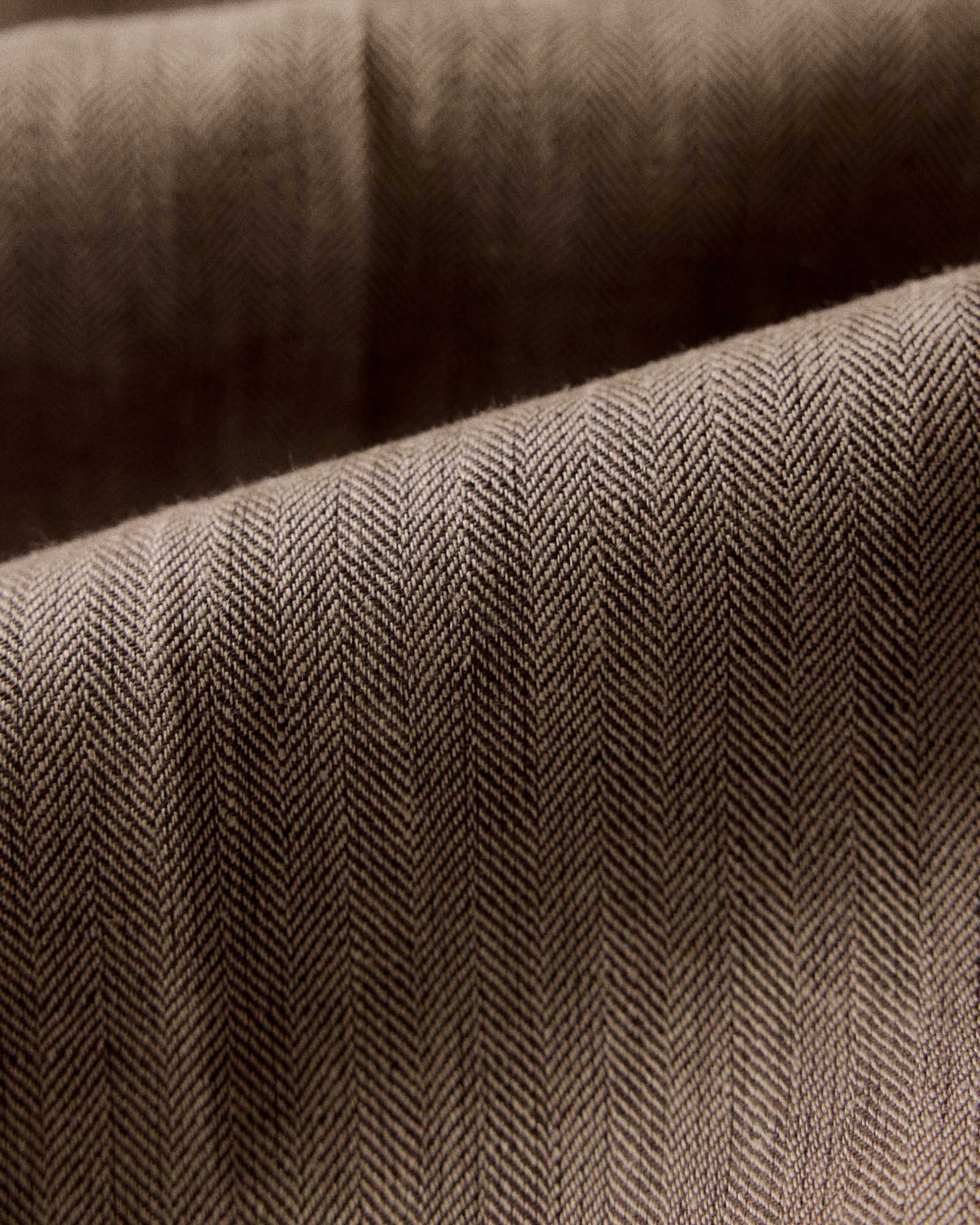 material shot of the fabric on The Stevens Trouser in Coffee Linen Herringbone, Bottoms by Taylor Stitch