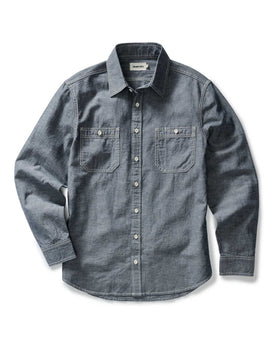 flatlay of The Utility Shirt in Rinsed Indigo Nep, Wovens by Taylor Stitch
