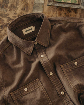 material shot of the collar on The Utility Shirt in Soil Nep, Wovens by Taylor Stitch