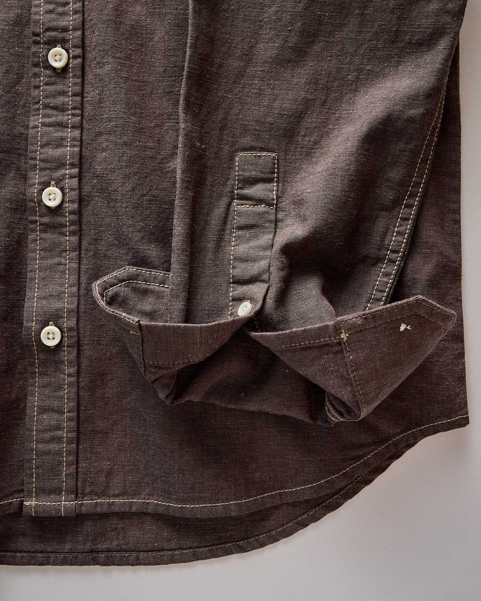 editorial image of the cuffs on The Utility Shirt in Soil Nep, Wovens by Taylor Stitch