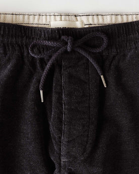 material shot of the waistband on The Apres Short in Heather Coal Pincord, Bottoms by Taylor Stitch